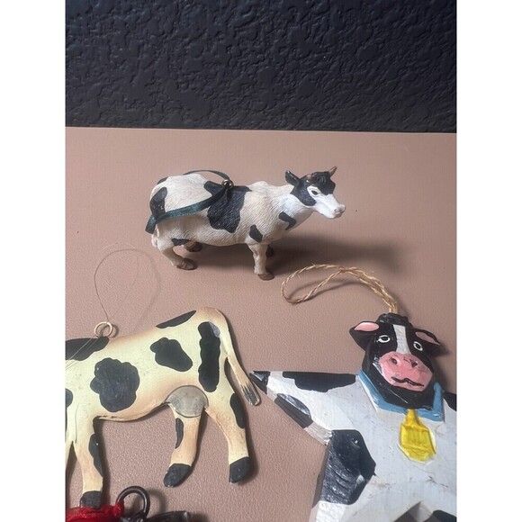 Lot of 4 Vintage Farmhouse Christmas Tree Hanging Ornaments Decorations Holiday - Picture 3 of 10